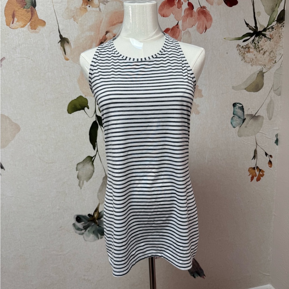 Athleta Blue and White Striped Tank Top